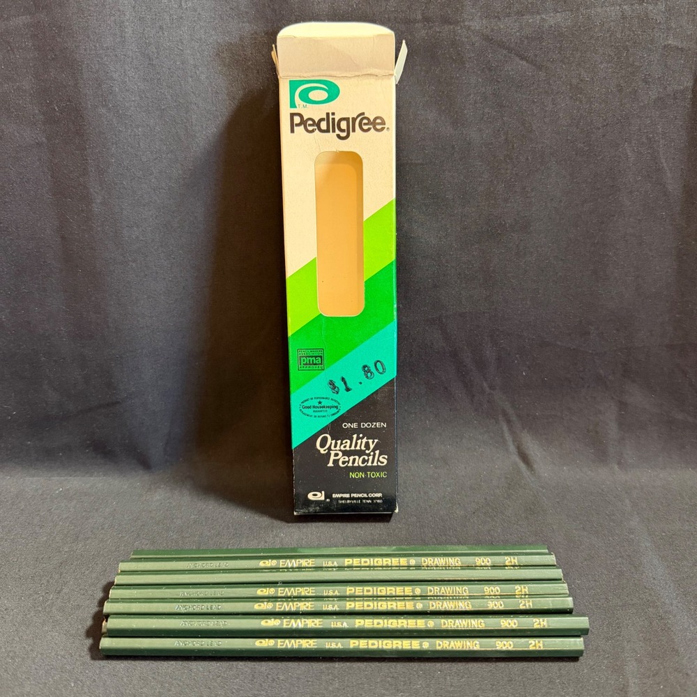 Vintage Empire Pedigree Drawing 900-2H Pencils NOS Green 1 Dozen 1974 USA Made‎